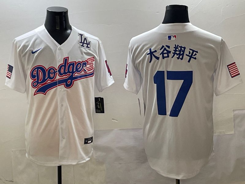 Men Los Angeles Dodgers 17 Ohtani White Second generation Joint Name Nike 2025 MLB Jersey style 19